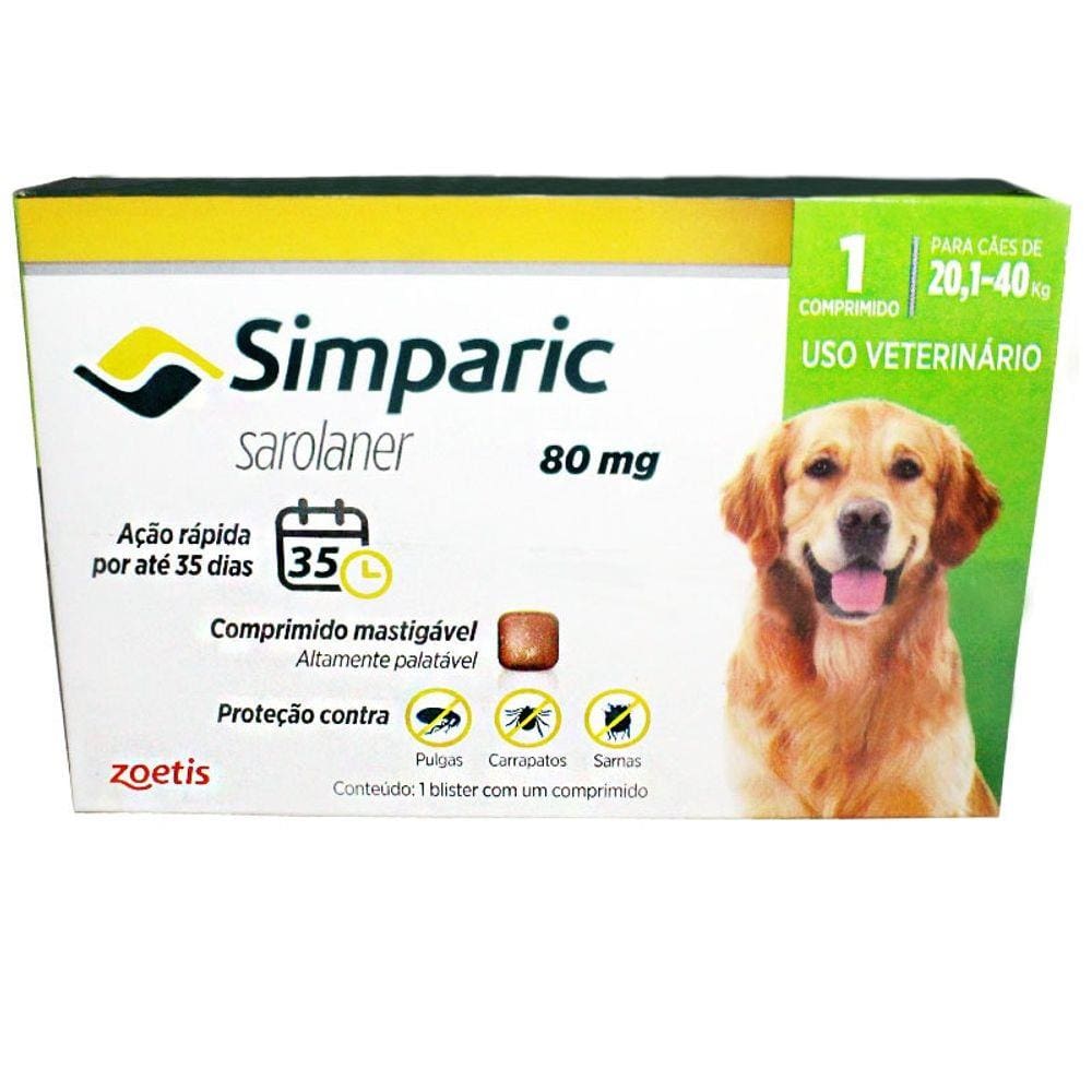 Antipulgas Simparic 1 comp.  20 a 40kg 80mg