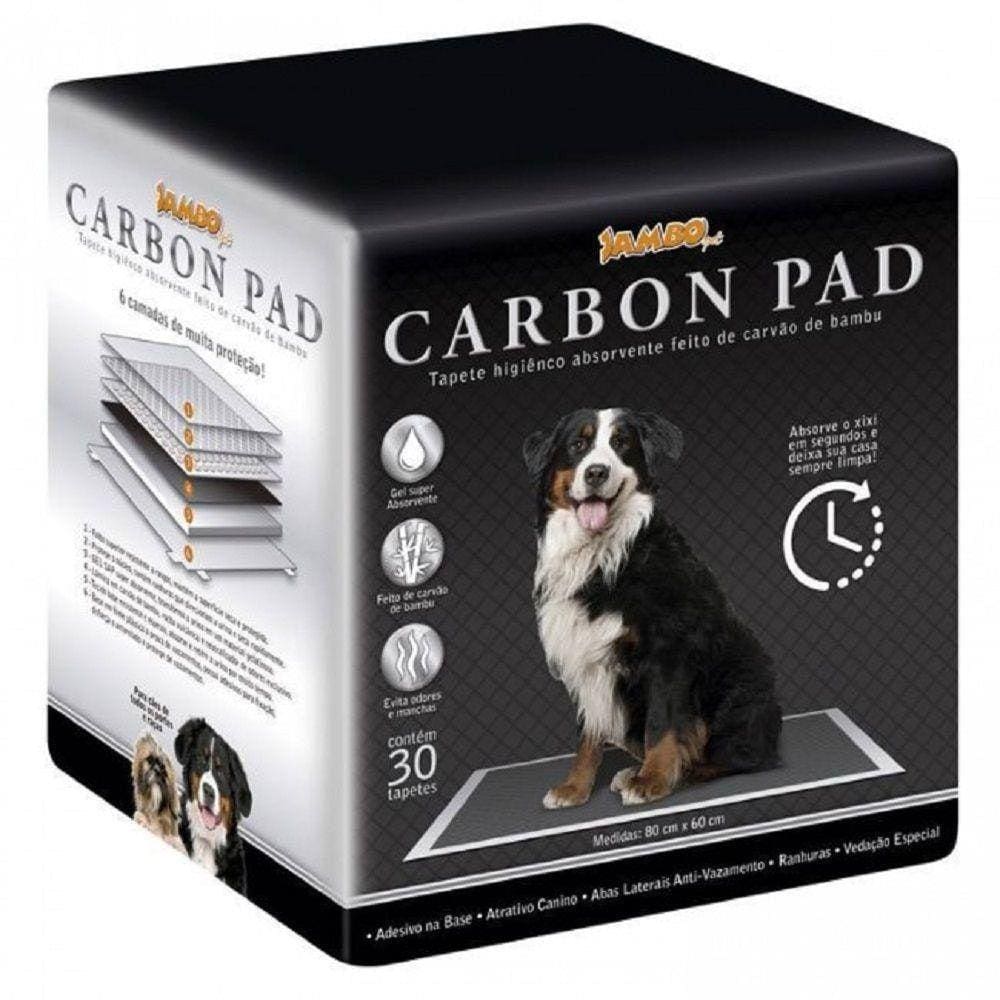 Tapete Higiênico Carbon 80 Cm X 60 Cm 30 Unidades Jambo Pet