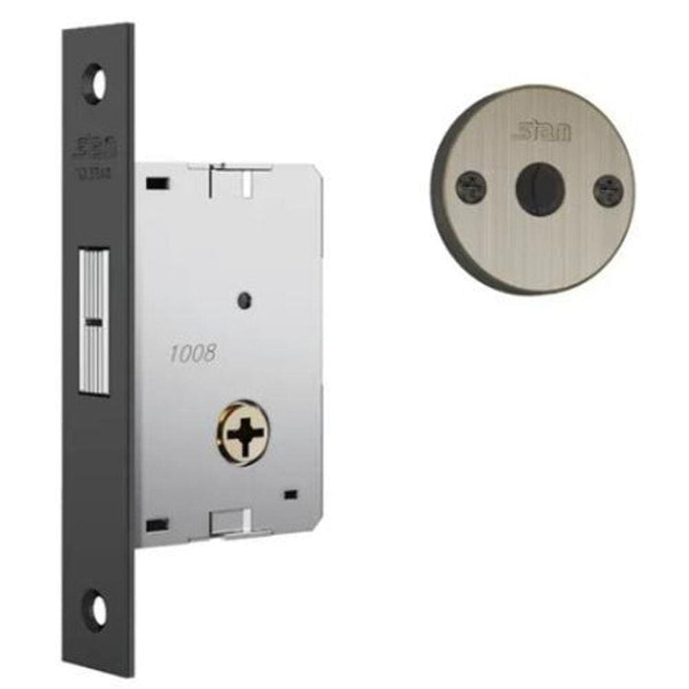 Fechadura Trava Tetra Porta Correr 1008 Antique Stam Redonda