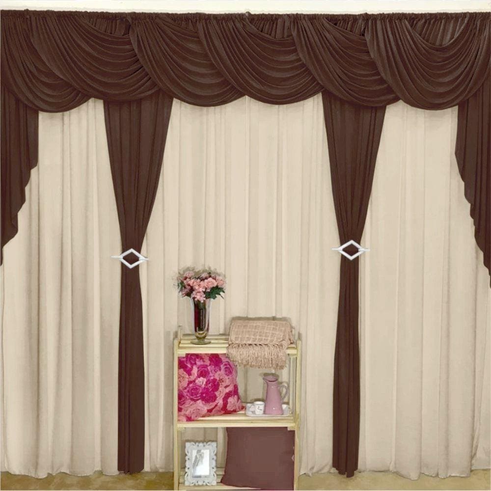 Cortina Idealle para Varão em Malha 4,00m x 2,60m Sala Quarto Top - Tabaco-Avelã