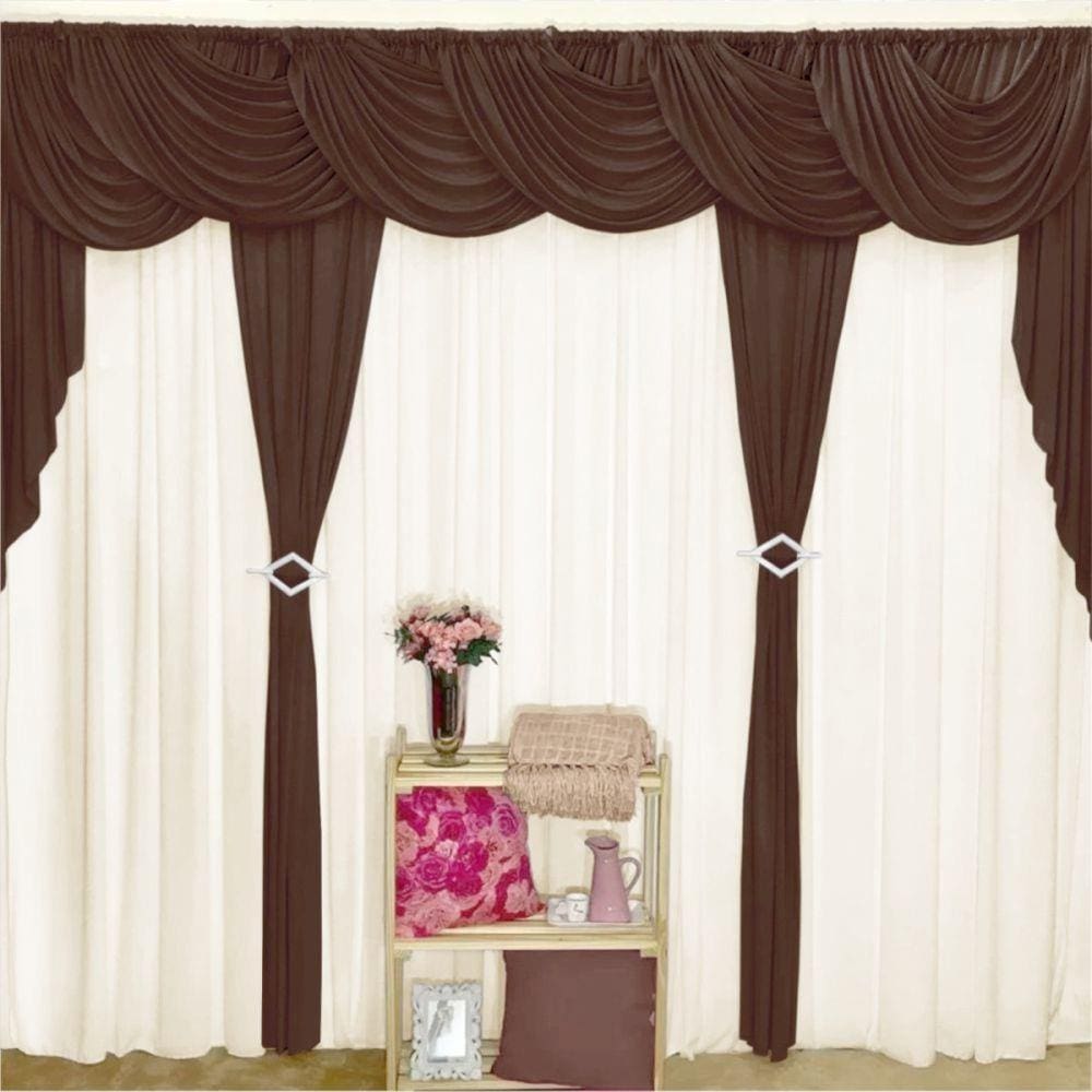 Cortina Idealle para Varão em Malha 4,00m x 2,60m Sala Quarto Top - Tabaco