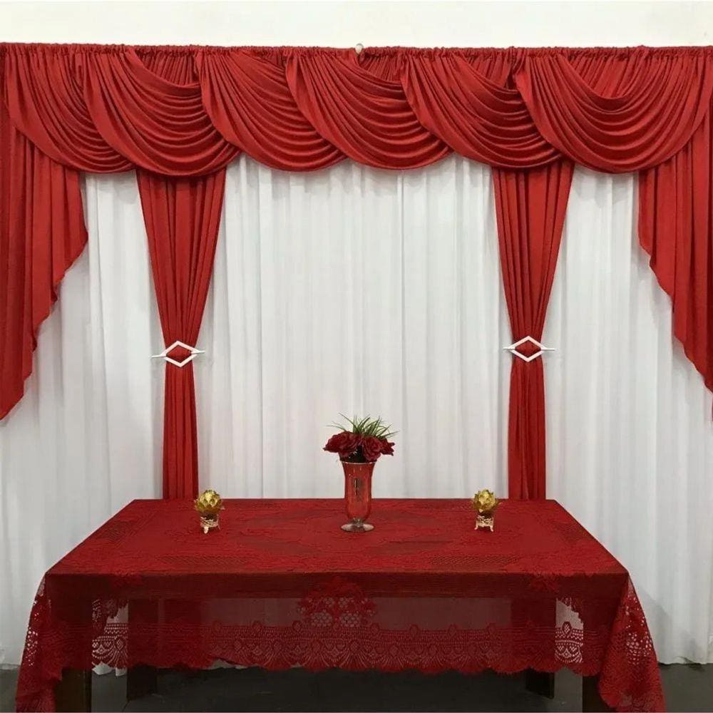 Cortina Idealle para Varão em Malha 4,00m x 2,60m Sala Quarto Top - Vermelha
