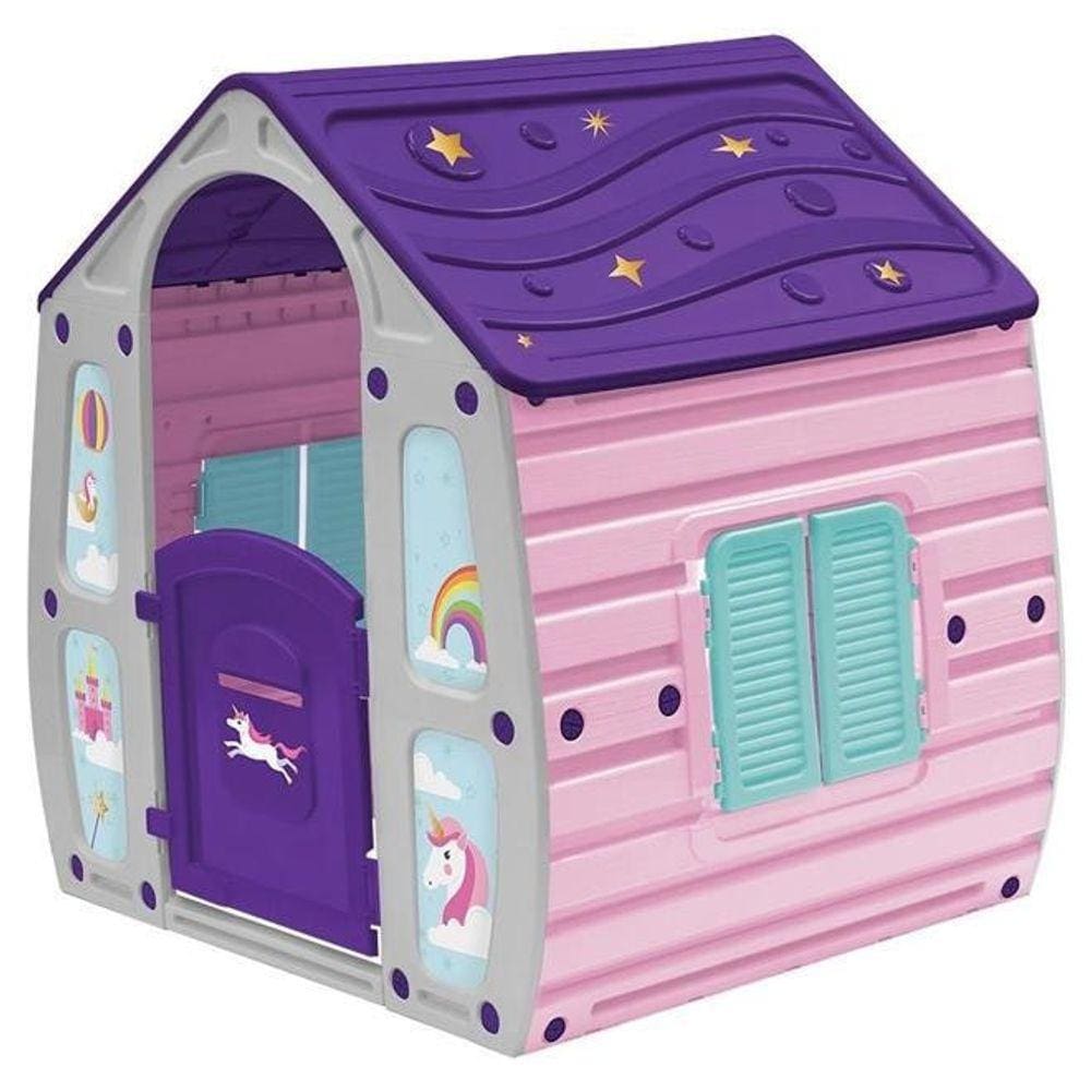 Casinha De Brinquedo Unicórnio 2 Portas 2 Janelas Bel Brink