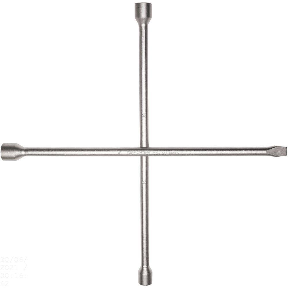 Chave de Roda Tipo Cruz Tramontina com Corpo Forjado em Aço Especial 17x19x21 mm com Espátula Tramontina