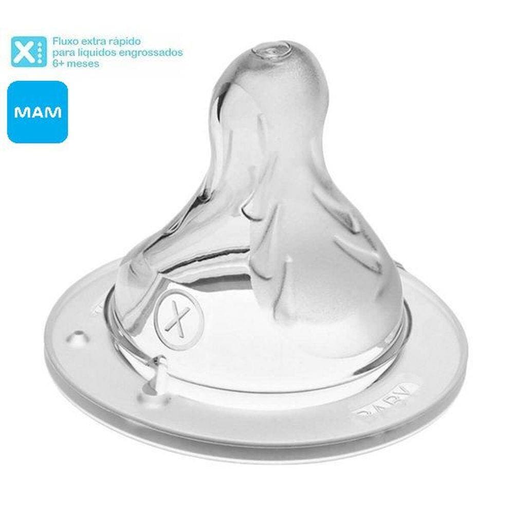 Bico de Mamadeira MAM 6+ Meses - Fluxo EXTRA Rápido para Líquidos Engrossados