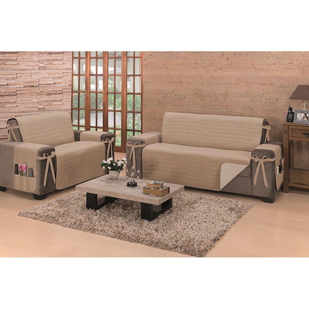 Protetor de Sofá Dupla Face Premium 2 e 3 Lugares - Cáqui