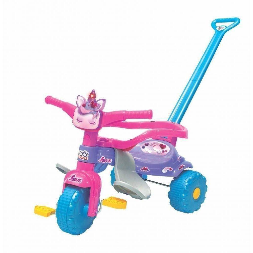 Motinho Triciclo infantil rosa motoca desenho unicórnio - Xalingo