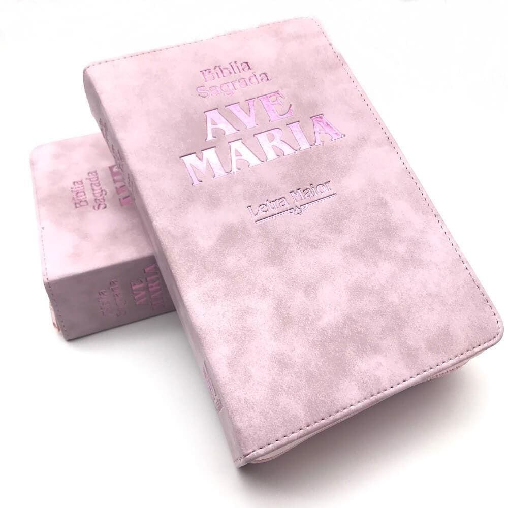 Bíblia Sagrada Ave-Maria - Letra Maior - Strike Rosa Zíper
