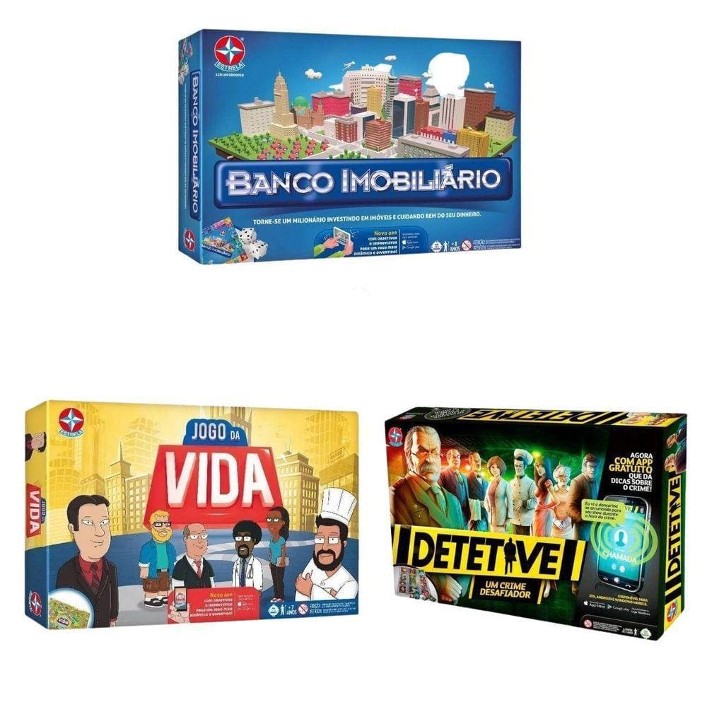 Kit Banco Imobiliário + Jogo Da Vida + Detetive