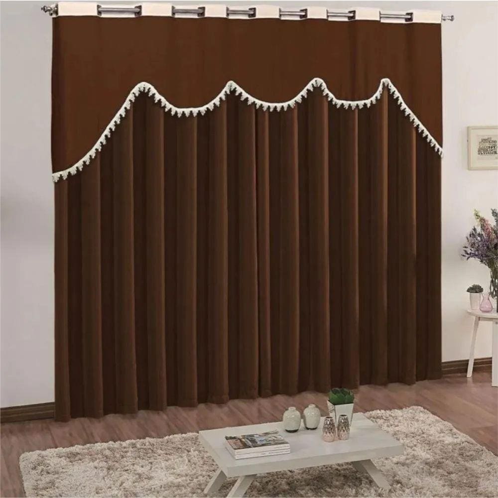 Cortina Celine para Varão em Malha 3,00m x 2,50m Sala Quarto - Tabaco