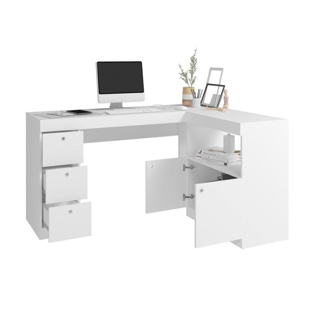Mesa Escritório L Escrivaninha Portas Gavetas Office | Extra