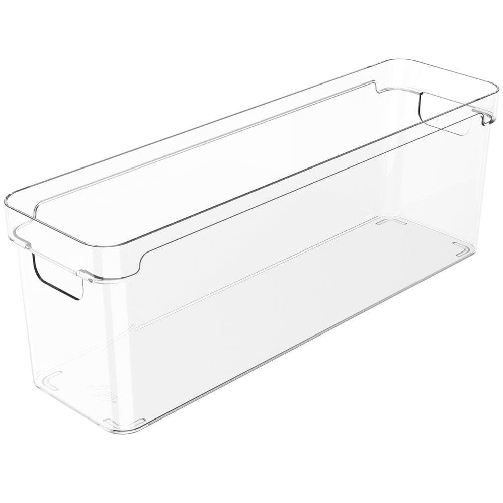 Organizador De Armário Retangular 30x10x13cm Caixa Organizadora Transparente Com Alças Clear OU