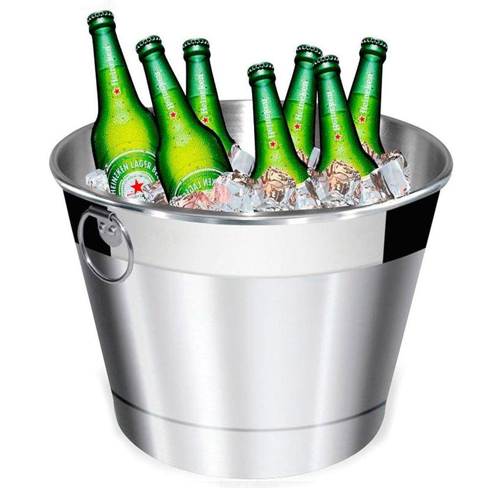 Balde De Gelo E Cerveja Térmico Em Alumínio Lixado 6,5L