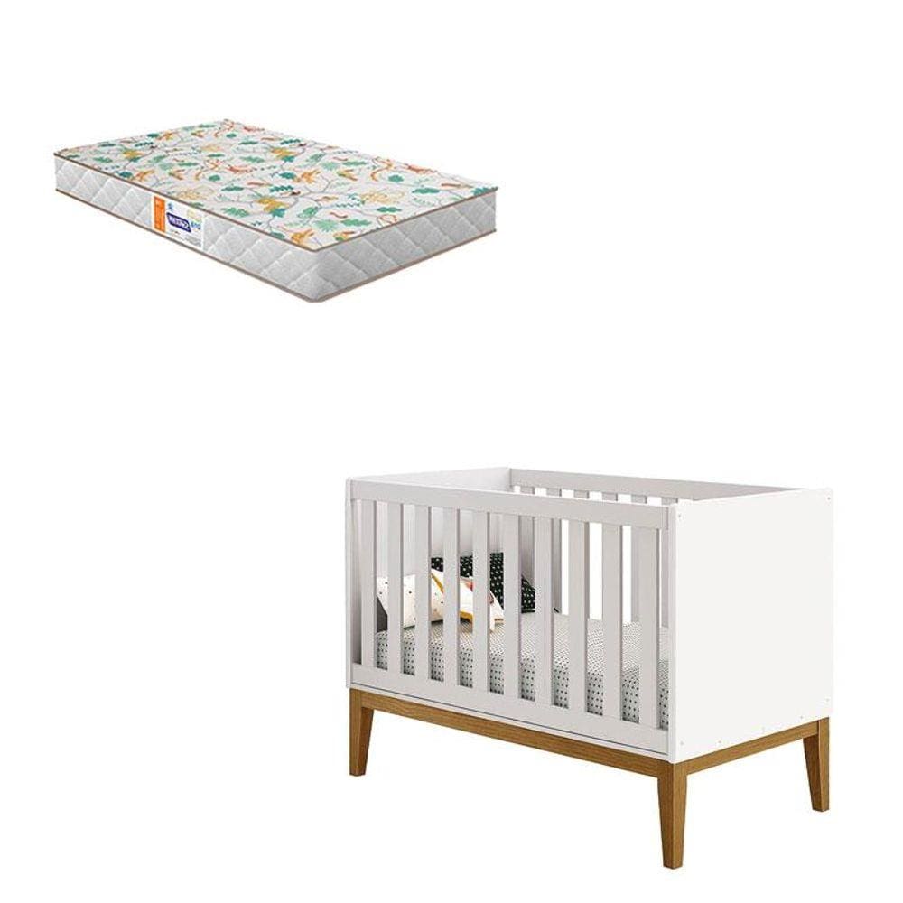 Berço Americano New Classic Branco com Pés Madeira e Colchão Gazin - Reller