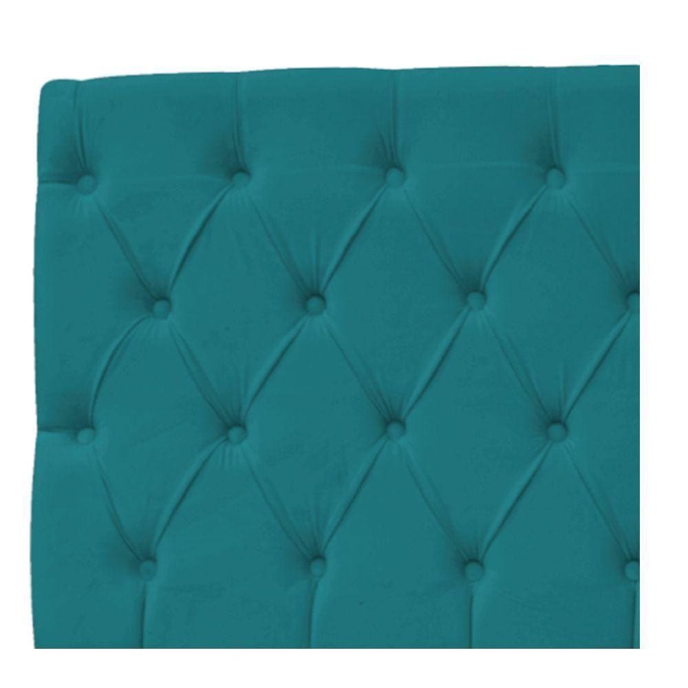 Cabeceira Estofada Liverpool 90cm Solteiro Azul Turquesa