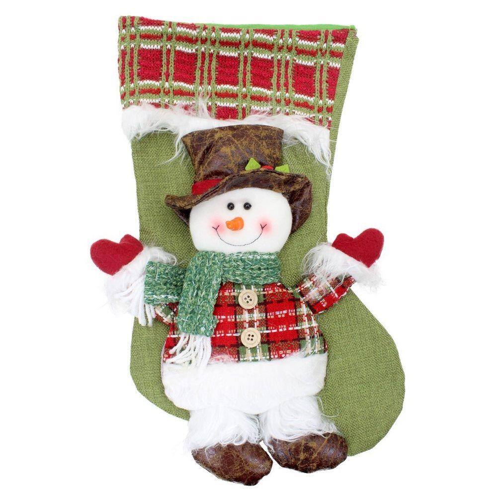 Bota Meia Natalina Enfeite Natal Tecido Boneco De Neve 45cm