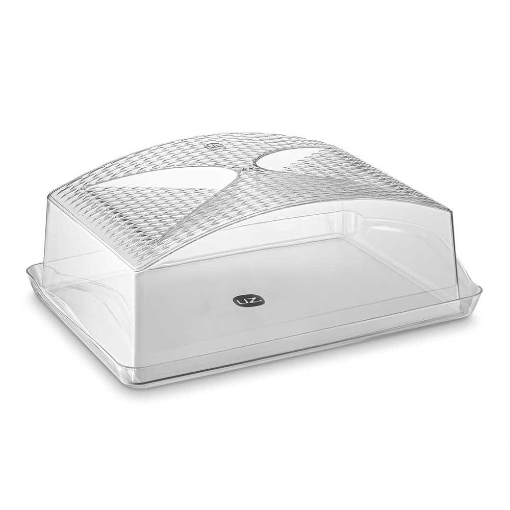 Boleira Porta Bolo Retangular Tampa Transparente