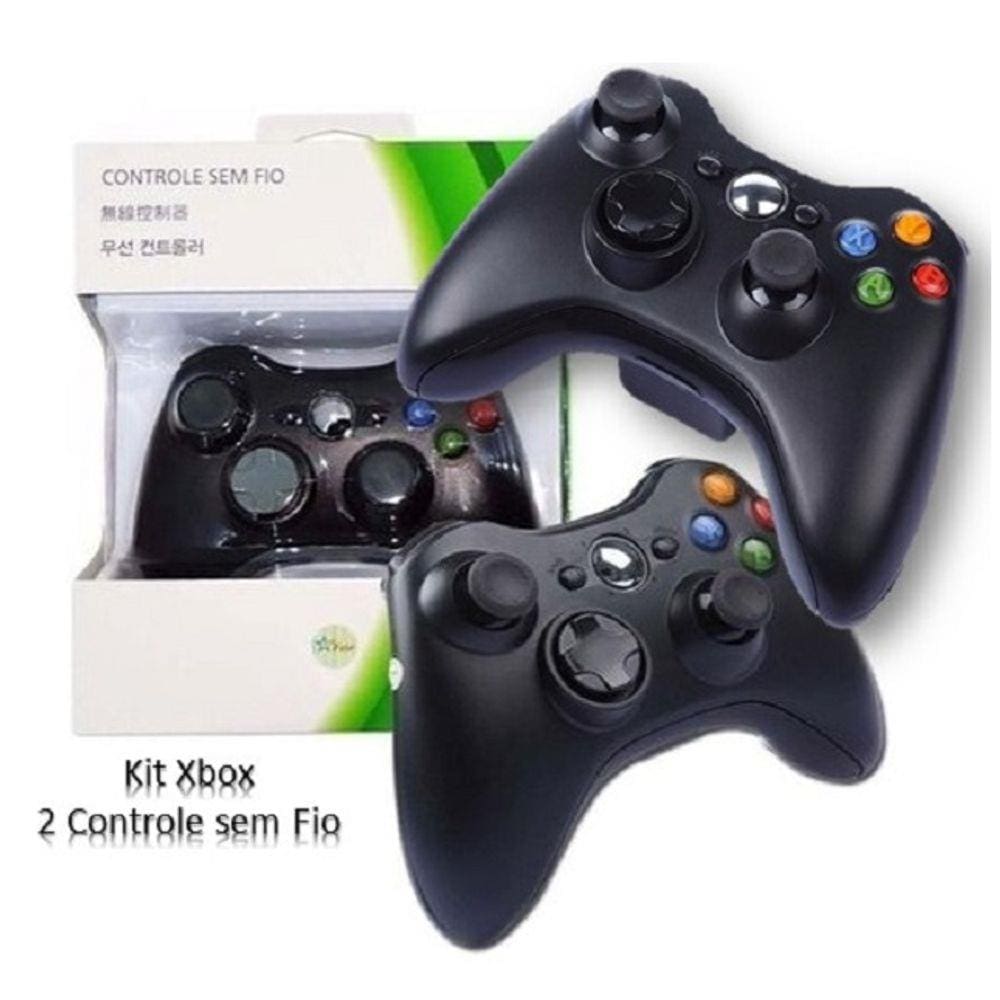 Kit 2 Controle Sem Fio Xbox 360 JoyStick Wireless