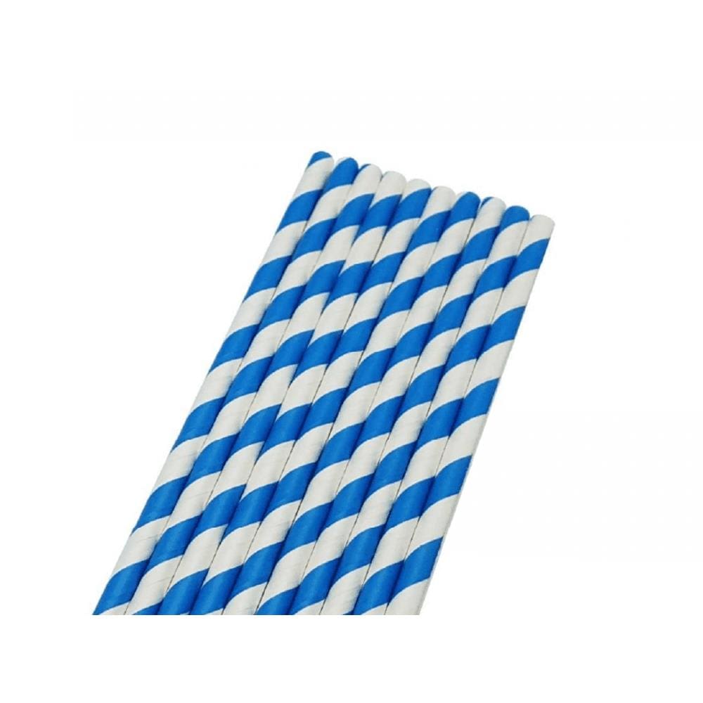 CANUDO DE PAPEL LISTRADO - BRANCO/AZUL ESCURO - Pacote com 12 unidades
