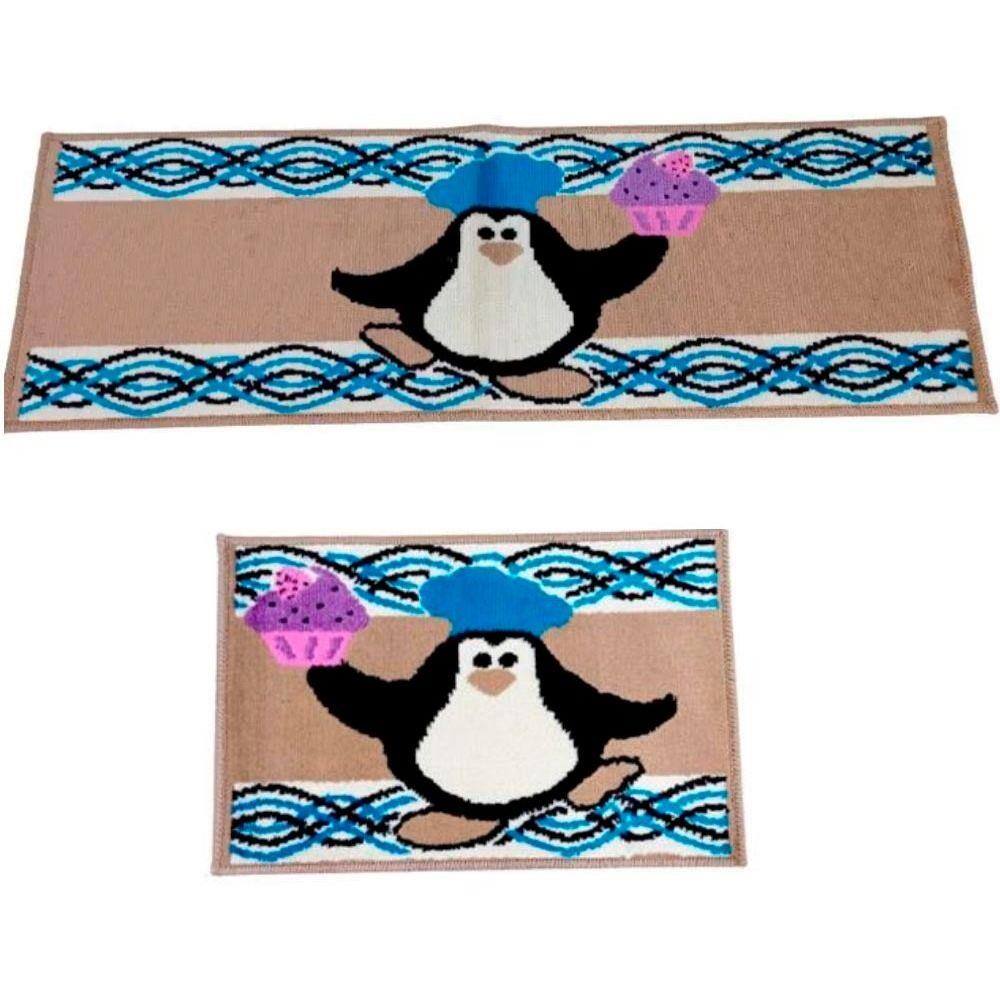 Kit Tapete De Cozinha Veludo 2 Peças Pinguim J. Serrano