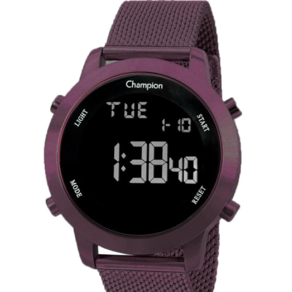 Relógio Champion digital roxo mostrador com LED branco CH40062L