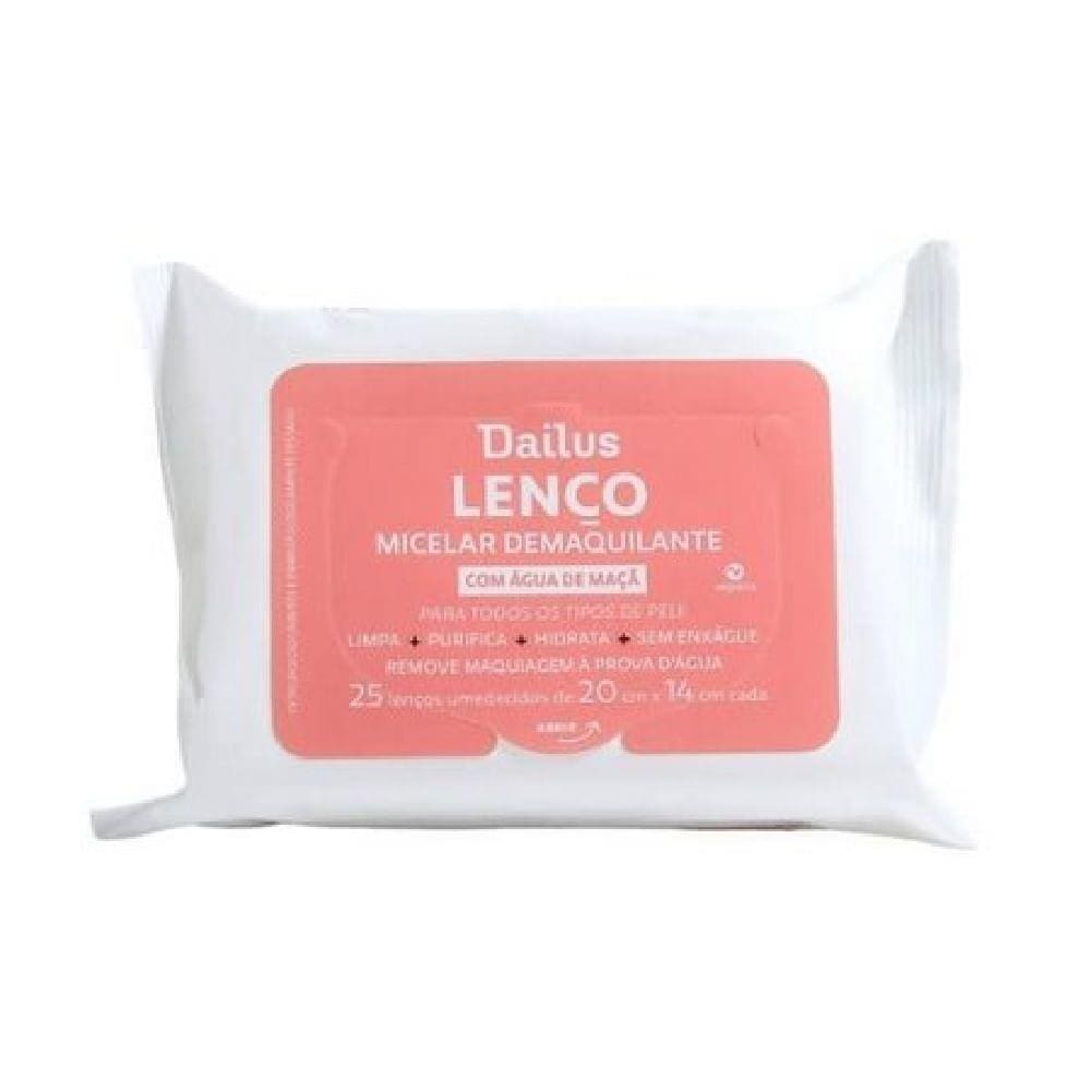 Lenço Facial Dailus Micelar Demaquilante - 25 Unidades