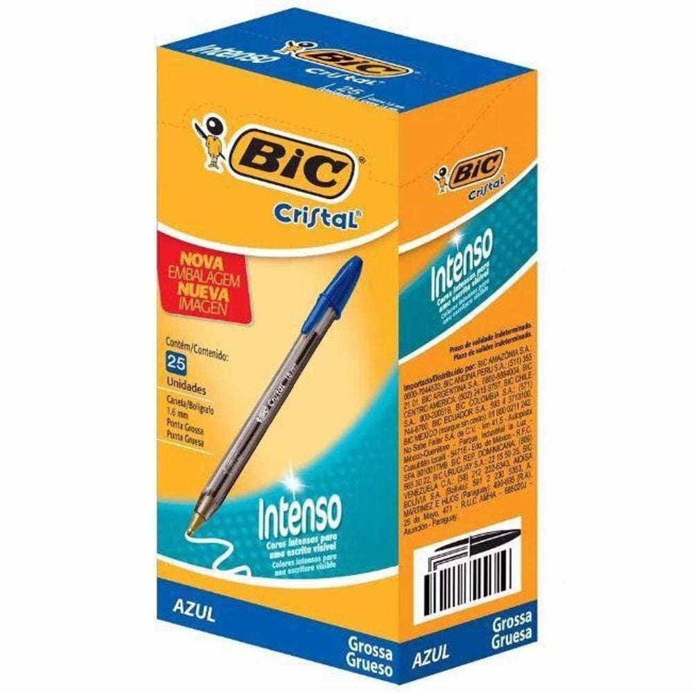Caneta Esferográfica Grossa 1.6Mm Azul 25 Und Bic
