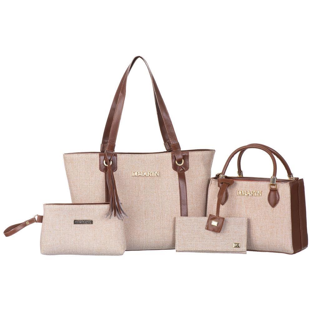 Kit Bolsa Feminina Grande + Bolsa Tote com Necessarie e Carteira