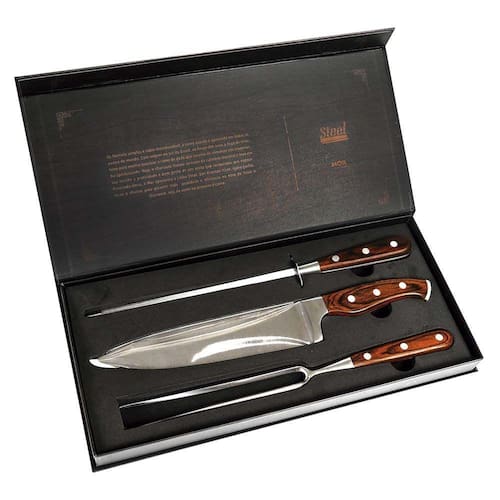 imagem-Conjunto Para Churrasco MOR Steel 8 Pol Aço Inox 3 Peças