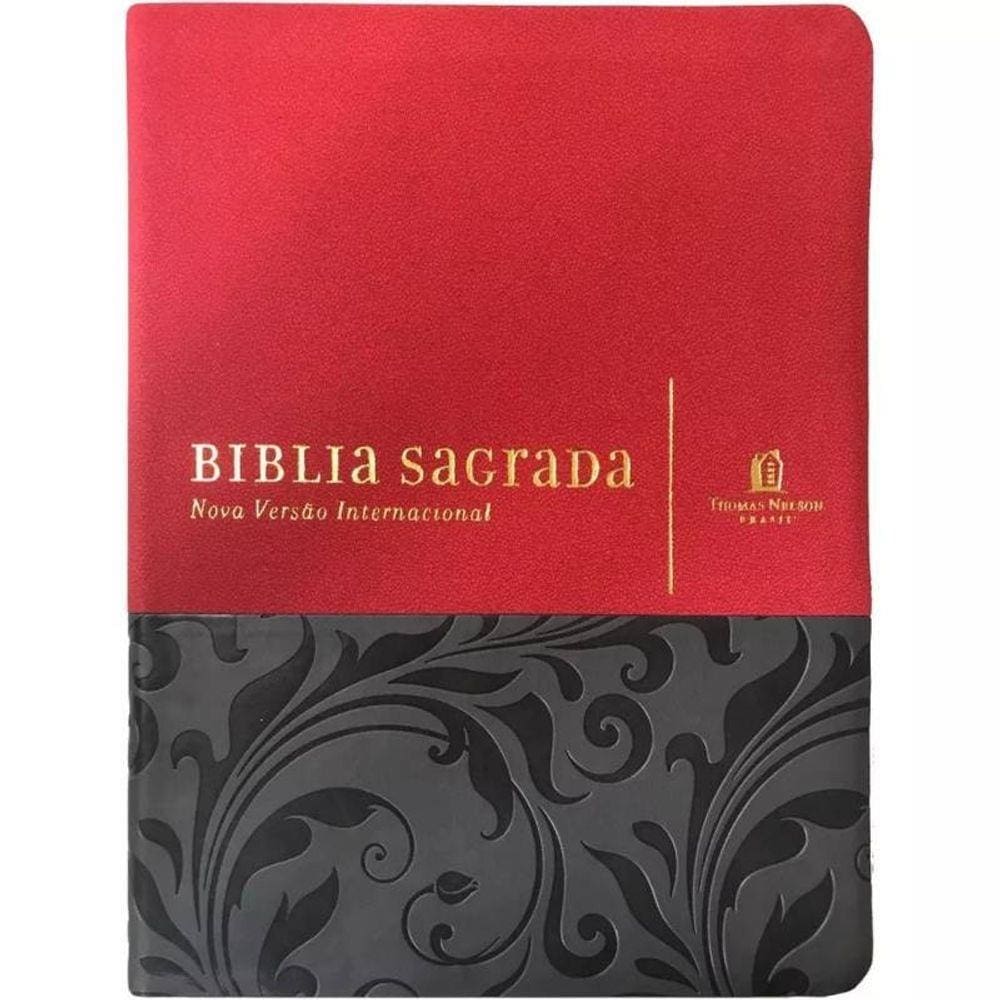 Bíblia NVI Com Espaço Para Anotações - Luxo Vermelho E Cinza