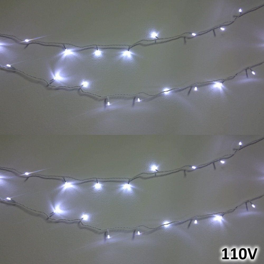 Cordão 100 LEDs 10m Branco 110VOLTS Fio Branco Fixo CBRN0685