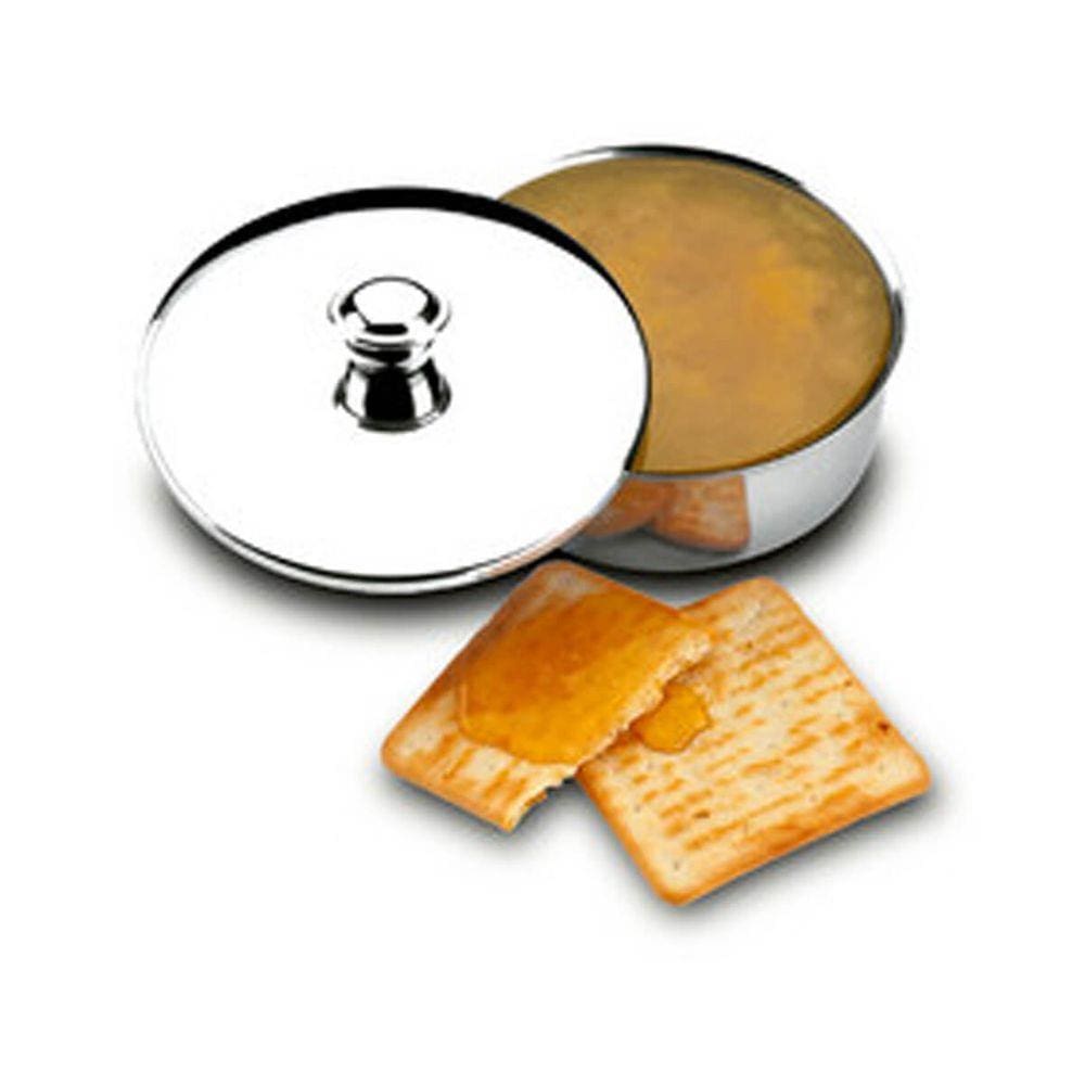 Manteigueira Redonda De Aço Inox Pote Porta Manteiga com Tampa 200g Zanella