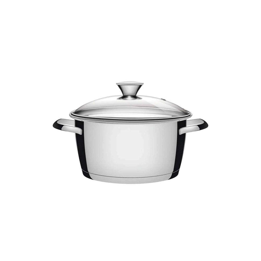 Caçarola Funda Tramontina Allegra em Aço Inox com Fundo Triplo e Tampa de Vidro 20 cm 3,1 L Tramontina