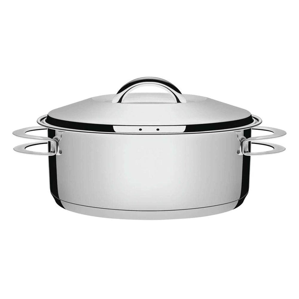 Caçarola Tramontina Solar Rasa em Aço Inox Fundo Triplo com Tampa e Alças 28 cm 7,1 L Tramontina