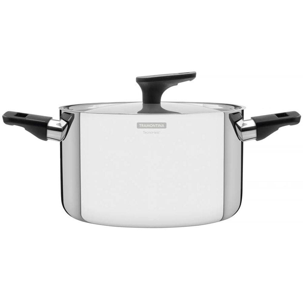 Caçarola Tramontina Grano Baquelite Funda Aço Inox Corpo Triplo Tampa Alças de Baquelite 24 cm 5,8 L Tramontina