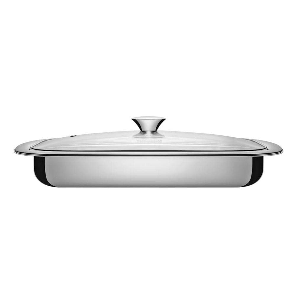 Assadeira Tramontina Cosmos Retangular em Aço Inox com Tampa de Vidro 43 cm Tramontina