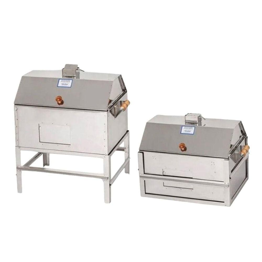 Churrasqueira Bafinho Inox Média Com Tampa E Grelha