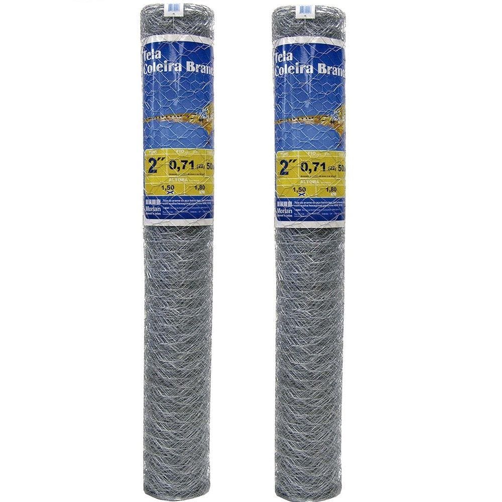 Tela Galvanizada Galinheiro 1,8m x 50m kit 2 Telas