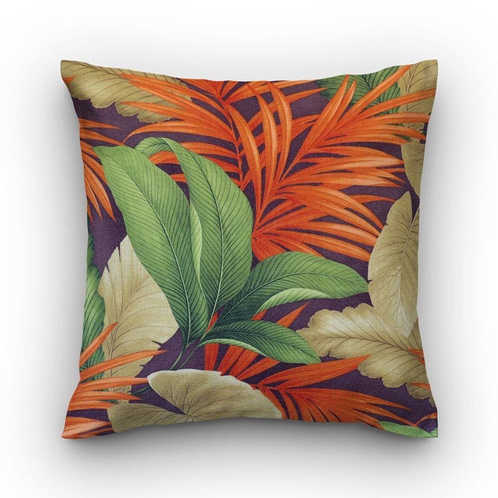 Capa de almofada VivaIN linho estampa com folhas