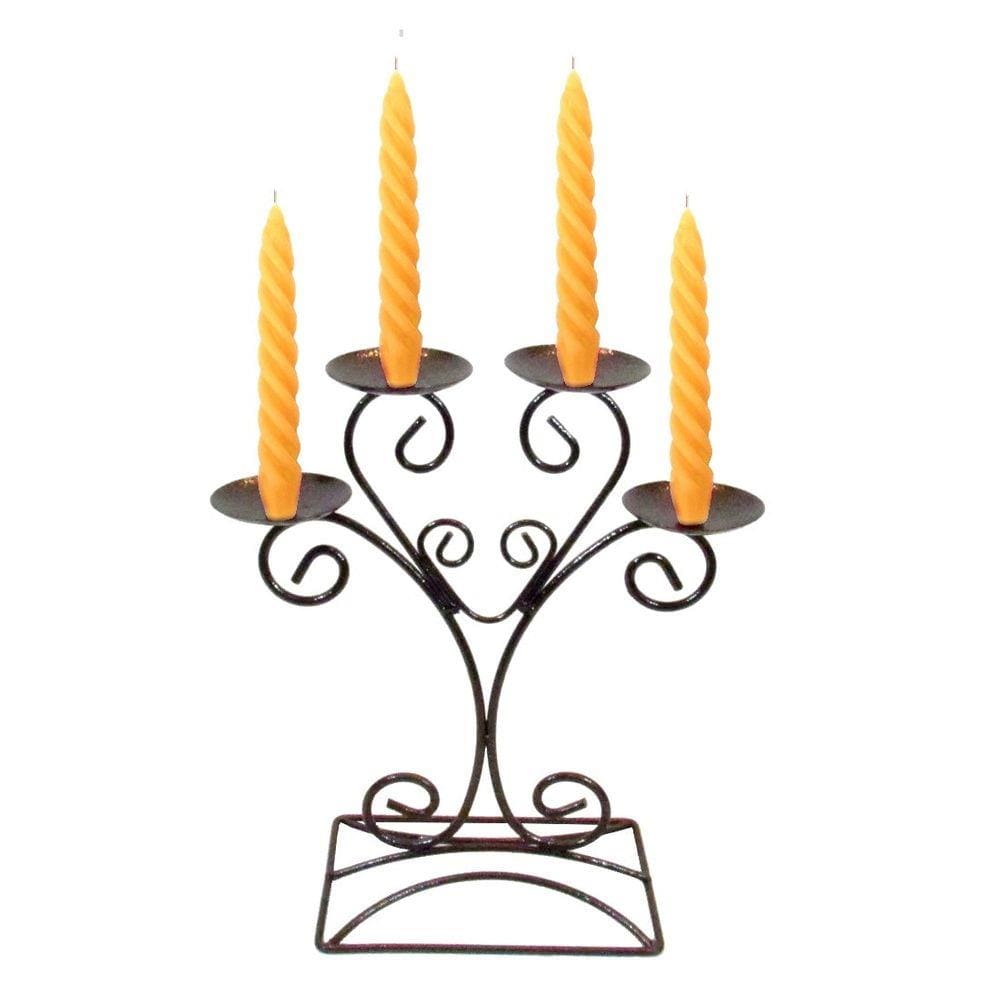 Centro Mesa 4 Velas marfim Decoração Candelabro Castiçal