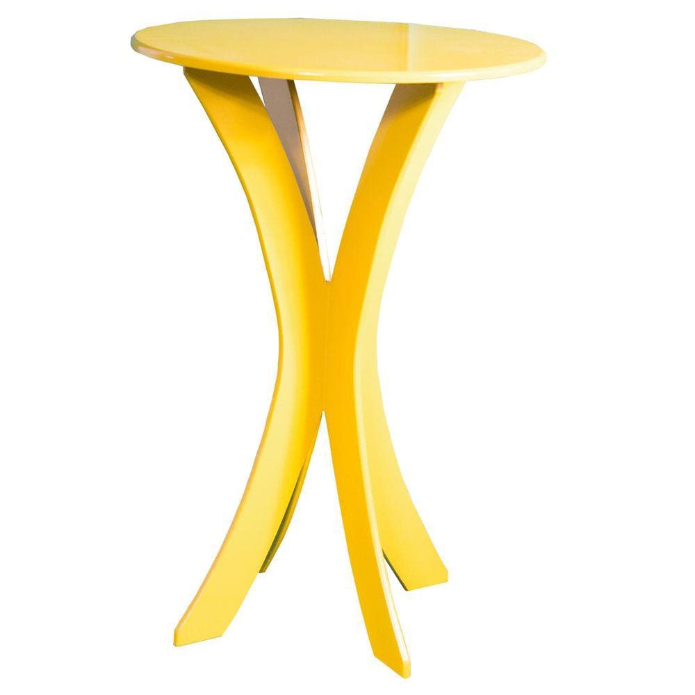 Mesa Mesinha De Canto/Lateral Base Redonda Pé Em X Vermelho