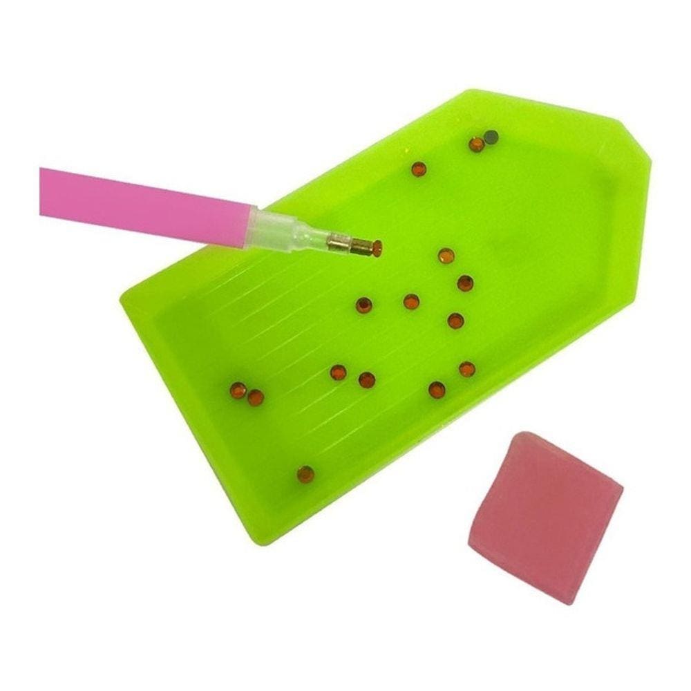 Caneta Pega Strass Cristais Pedrinhas + Mini Bandeja