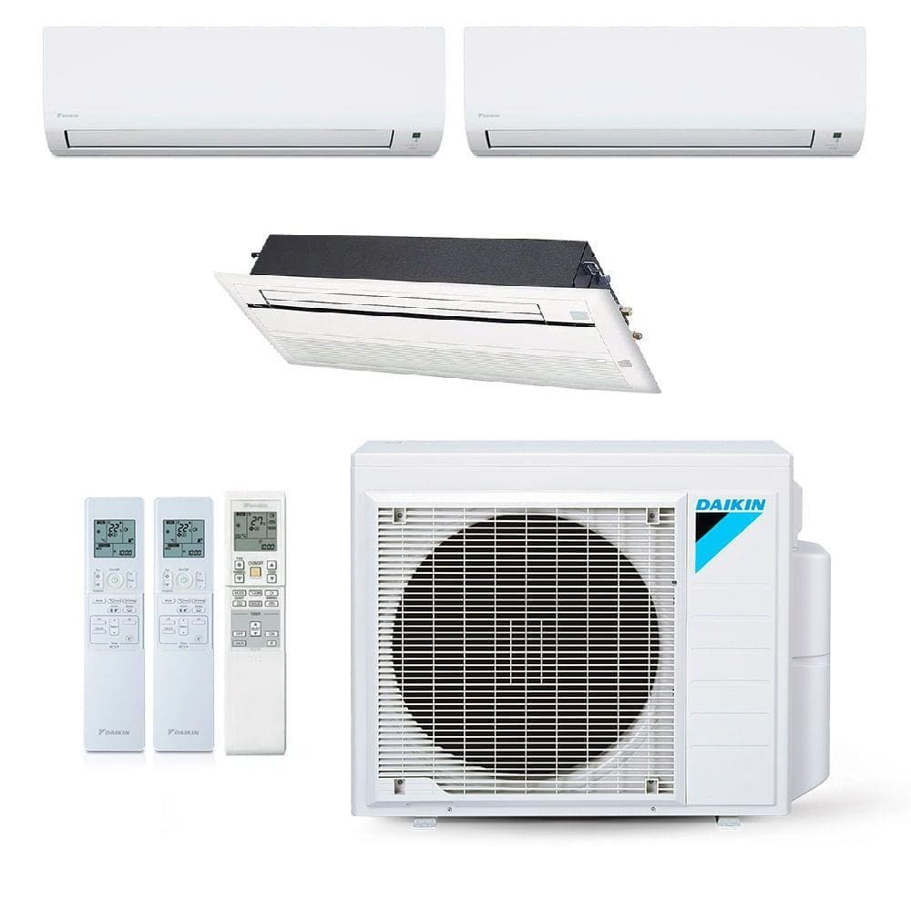 Ar-Condicionado Multi Split Inverter Daikin 24.000 BTUs (2x Evap HW 9.000 + 1x Evap K7 12.000) Quente/Frio 220V