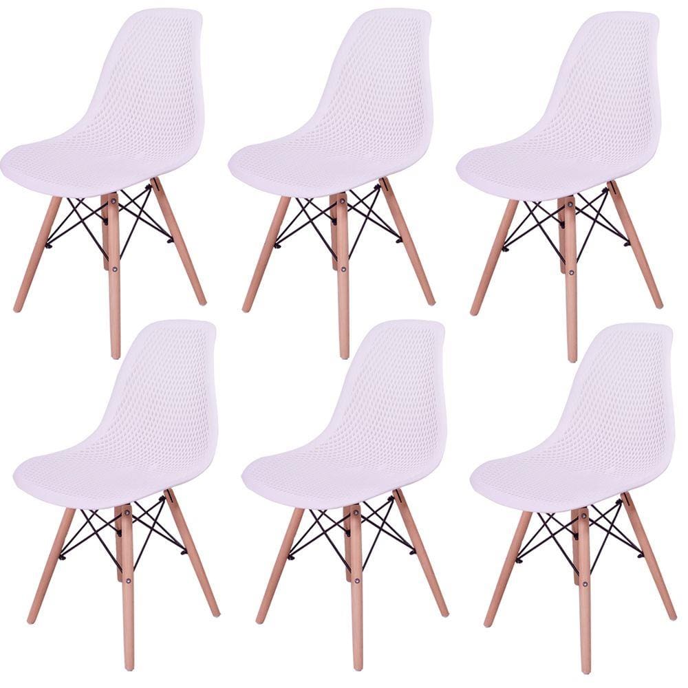Kit 6 Cadeiras Charles Eames Eifell Furadinha