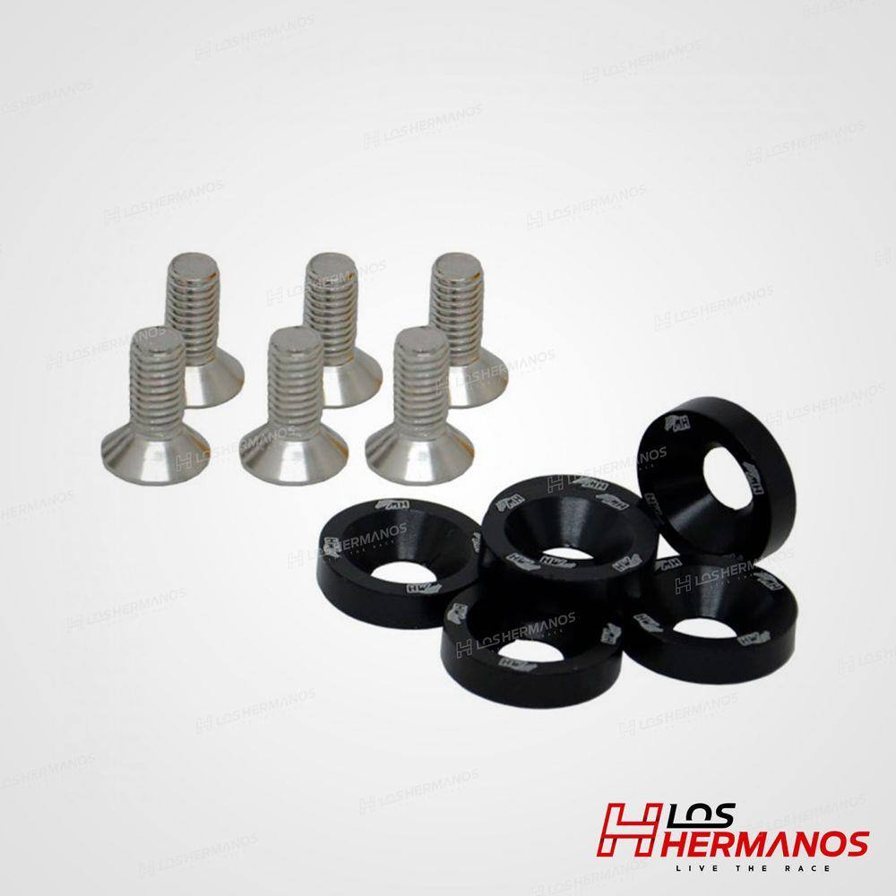 Conjunto De Arruelas Em Alumínio Com Parafusos M8 (6 Conjuntos) - Preto