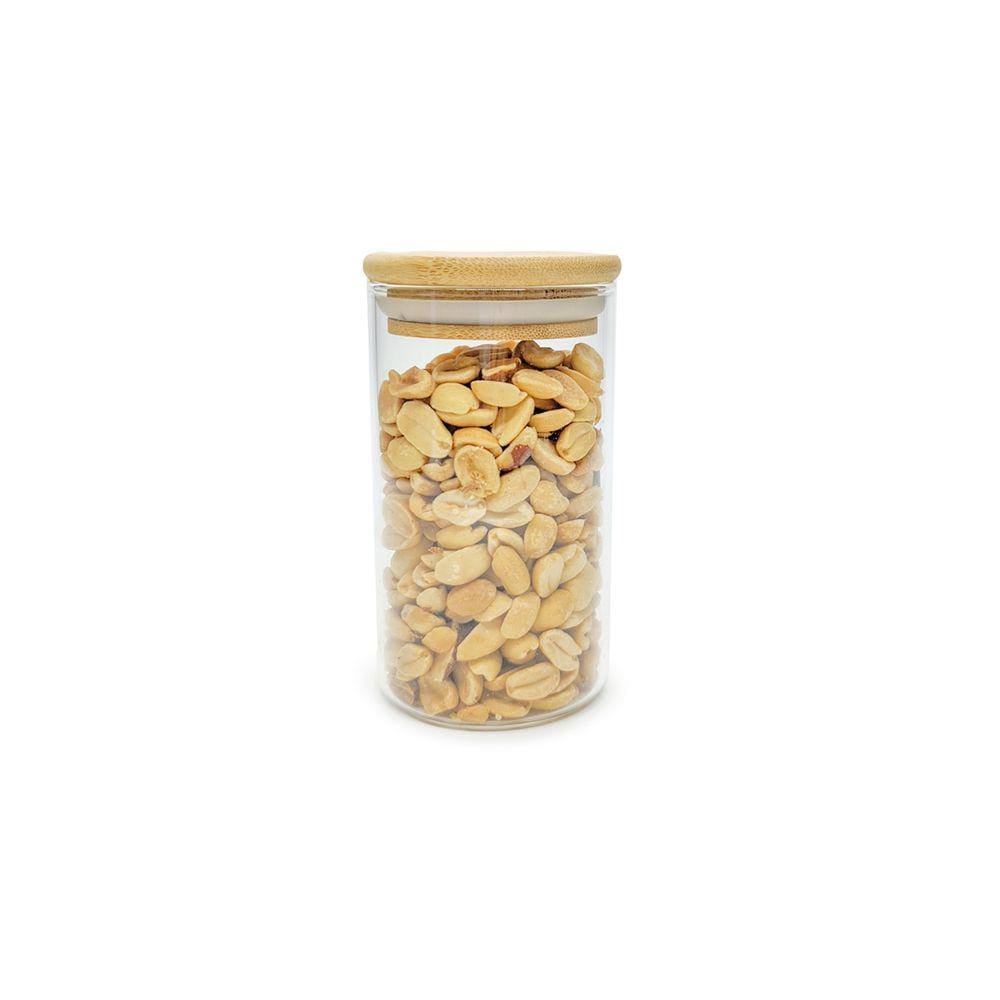 Pote De Vidro De Mantimentos 300Ml C/ Tampa De Bambu Oikos