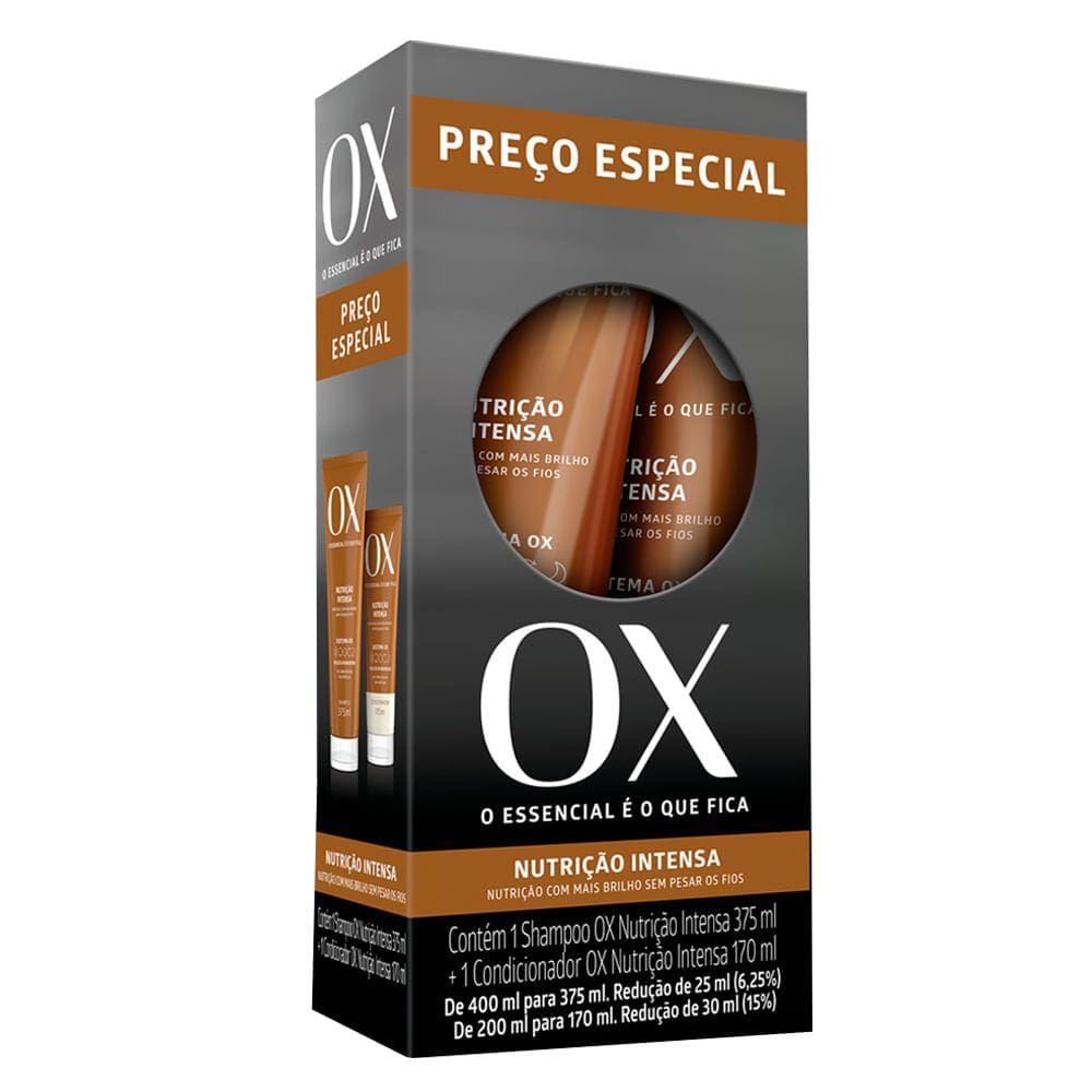 Kit Shampoo 375ml+Condicionador 170ml OX Nutrição Intensa