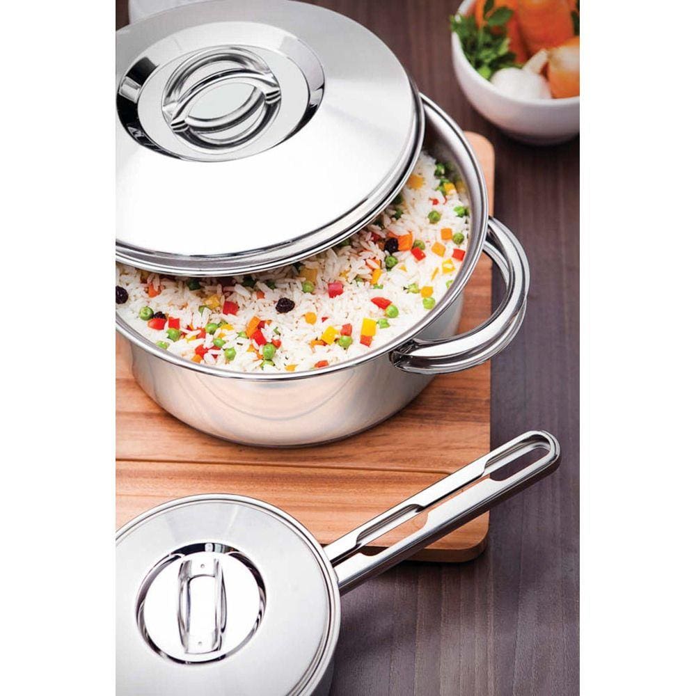 Panela Cocotte Tramontina Solar em Aço Inox Fundo Triplo com Tampa e Cabo 14 cm 1,1 L Tramontina