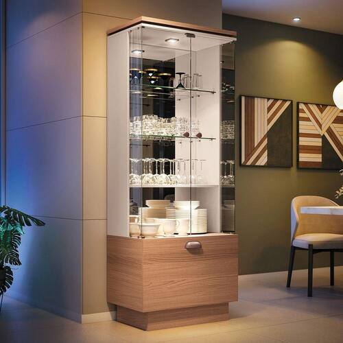 Cristaleira Aura HB Móveis 2 Portas De Vidro 1 Gaveta Menor preço em Cristaleira Aura HB Móveis 2 Portas De Vidro 1 Gaveta