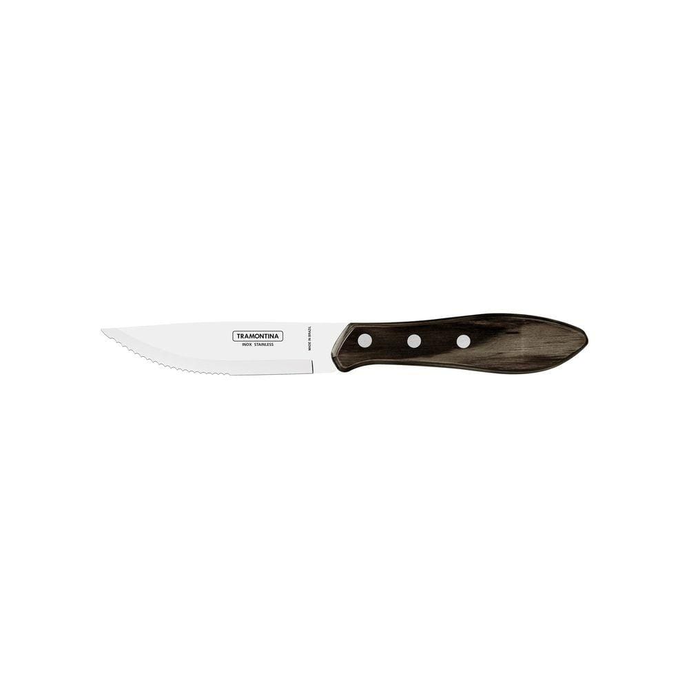 Faca para Churrasco Jumbo Tramontina com Lâmina em Aço Inox e Cabo de Madeira Polywood Castanho 5" Tramontina